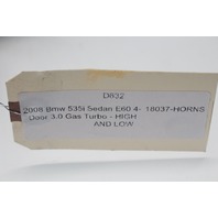 2008 BMW 535i 3.0 Gas Turbo High and Low Note Tone Horn Pair OEM