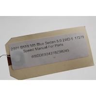 2000-2003 BMW M5 Right Rear Door Sun Shade 51167110206 OEM