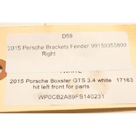 2013 2014 2015 2016 Porsche Boxster Fender Bracket Right 99150355800 OEM