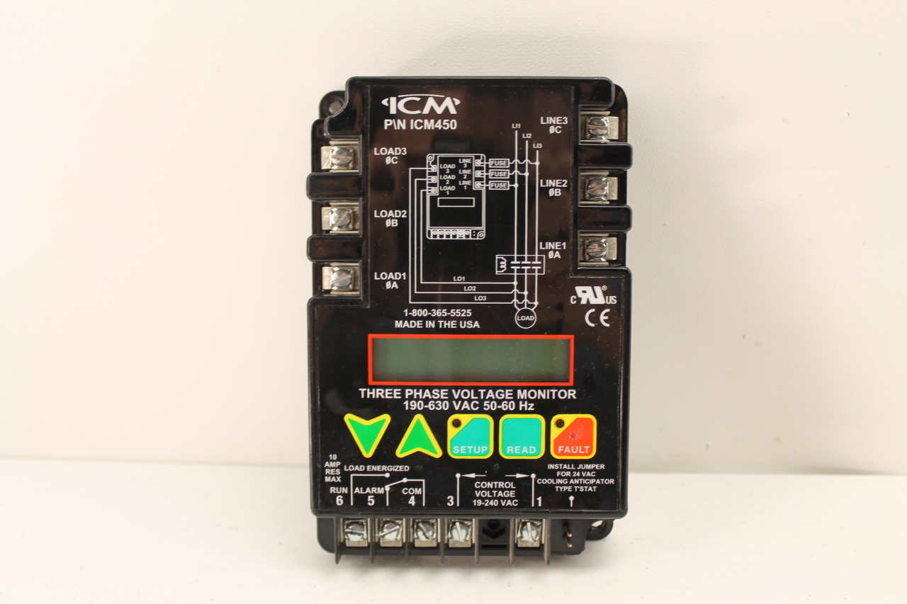 ICM ICM450 Three Phase Line Voltage Monitor Used PLC Surplus Supply, LLC