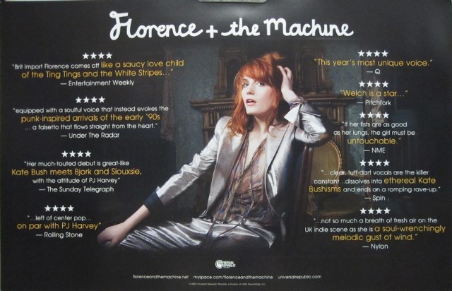 Florence + The Machine 2009 Lungs 2 Sided Promotional Poster