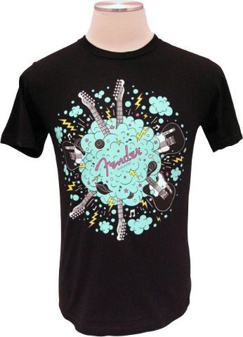 FENDER TELE FLIGHT CLOUD TEE SHIRT BLACK SMALL
