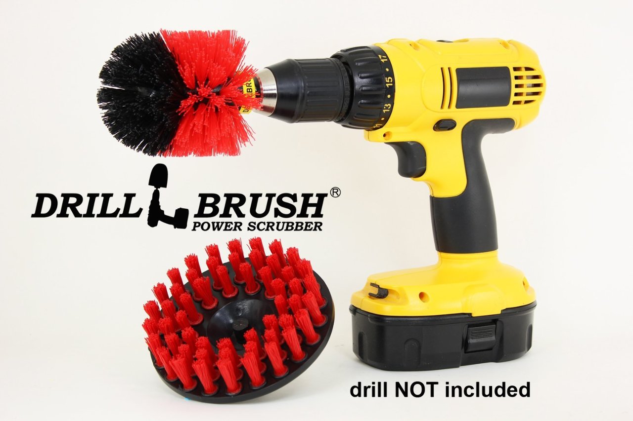 Drill Powered Heavy Duty Outdoor Stiff 2X Bristle Scrub Brush Kit Drill Brush Buy Stuff