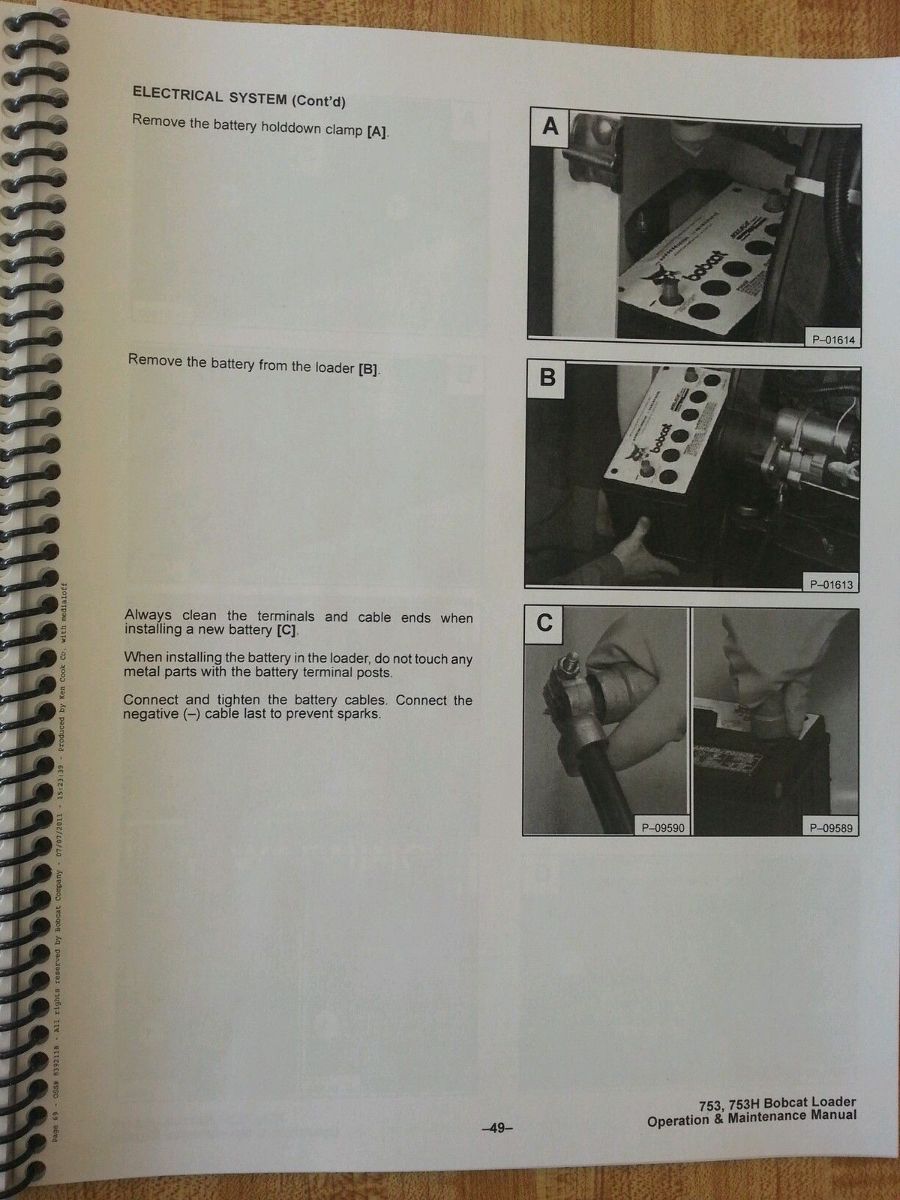 Bobcat 753H 753 Operation & Maintenance Manual early serial number skid