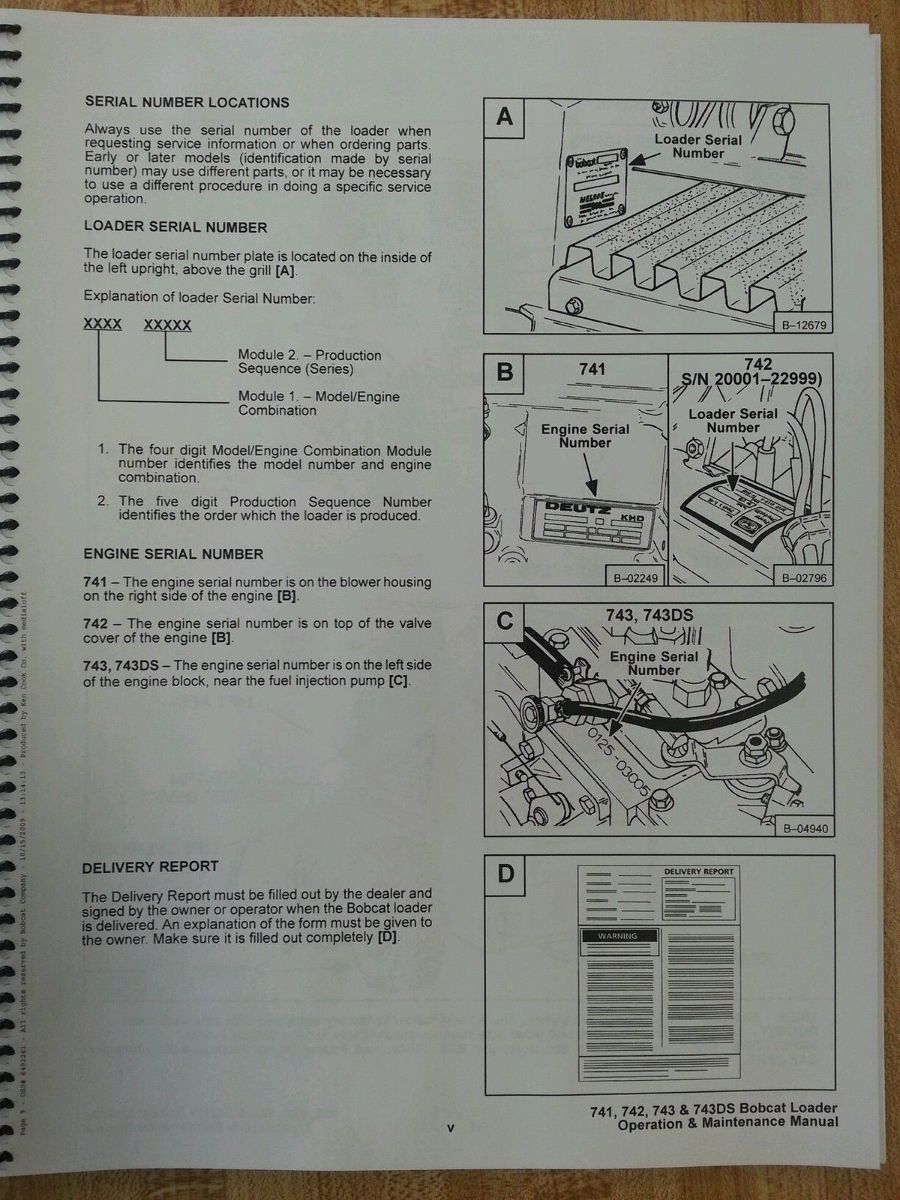 Bobcat 743 Operation Operator Maintenance Manual hi s/n | Finney