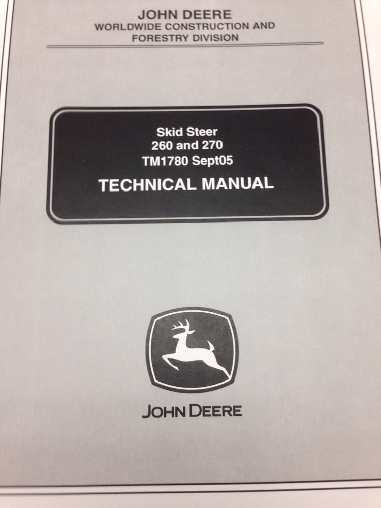 thumbnail image 2 of John Deere 260 & 270 Skid Steer Technical Service Repair Manual - TM1780 (2002 Models) 2 of 6
