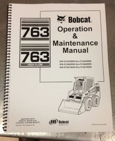Bobcat 763F 763 Operation & Maintenance Manual operator owner 6900788