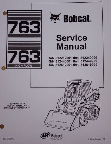 Bobcat 763 763F Service Manual Book Skid steer 6900091 repair shop book