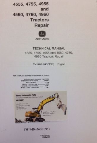 John Deere JD 4555 4755 4955 4560 4760 Farm Tractor Service Repair Manual TM1460