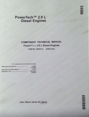 John Deere 2.9L Diesel POWERTECH ENGINE SERVICE MANUAL CTM125