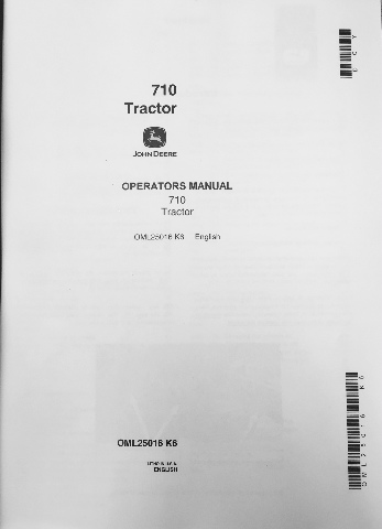 John Deere JD 710 Tractor Operators Operation Maintenance Manual OML25016