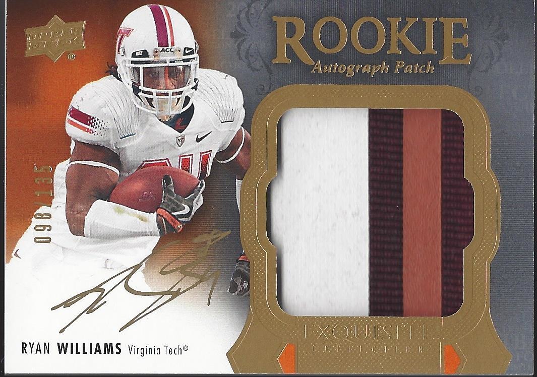 RYAN WILLIAMS 2011 Upper Deck Exquisite RC patch auto /135 3 color