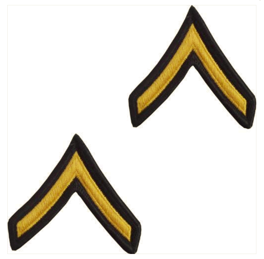 vanguard army chevron private gold embroidered on green male pv2 army