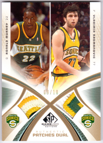 RONALD MURRAY VLAD RADMANOVIC 2005-06 SP Game Used Dual Patch Gold 9/10 Sonics