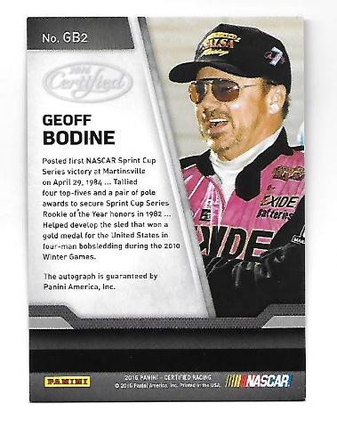 Geoff Bodine NASCAR 2016 Panini Certified Purple Refractor