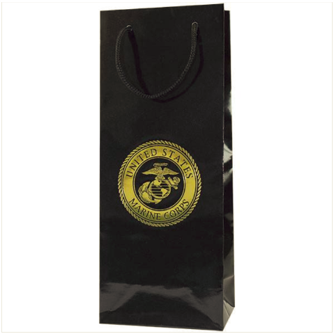 Vanguard GIFT BAG: BLACK GLOSS WITH GOLD UNITED STATES MARINE CORPS EMBLEM