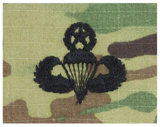 Vanguard ARMY EMBROIDERED BADGE ON OCP SEW ON PARACHUTIST - MASTER