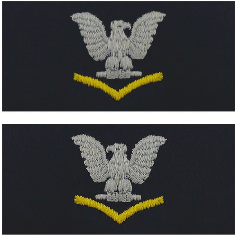 Vanguard NAVY EMBROIDERED COLLAR DEVICE E4 THIRD CLASS SILVER GOLD ON COVERALL