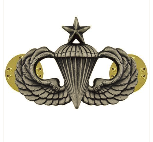 Vanguard ARMY BADGE: SENIOR PARACHUTE - REGULATION SIZE, SILVER OXIDIZED