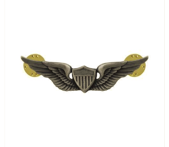 Vanguard ARMY BADGE: AVIATOR - 2" BLOUSE MINIATURE, SILVER OXIDIZED