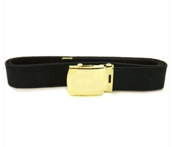 Vanguard BELT AND BUCKLE: BLACK COTTON WITH 24K GOLD BUCKLE AND TIP - MALE