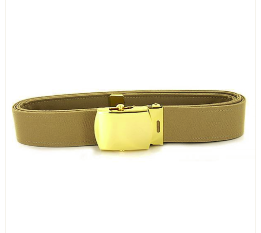 Vanguard NAVY BELT AND BUCKLE: KHAKI POLY-WOOL 24K GOLD BUCKLE AND TIP - MALE