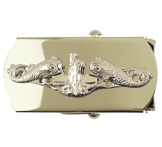 Vanguard NAVY BELT BUCKLE: SUBMARINE ENLISTED - SILVER MIRROR EMBLEM