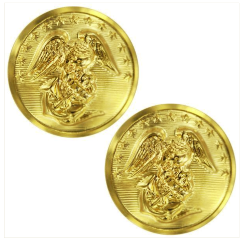 Vanguard MARINE CORPS BUTTON: 40 LIGNE - 24K GOLD PLATED