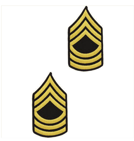 Vanguard ARMY CHEVRON: MASTER SERGEANT - GOLD EMBROIDERED ON BLUE, MALE