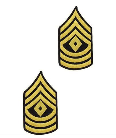 Vanguard ARMY CHEVRON: FIRST SERGEANT - GOLD EMBROIDERED ON BLUE, MALE