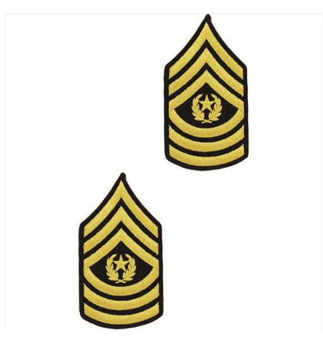 Vanguard ARMY CHEVRON: COMMAND SERGEANT MAJOR - GOLD EMBROIDERED ON BLUE, MALE