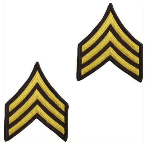 Vanguard ARMY CHEVRON: SERGEANT - GOLD EMBROIDERED ON GREEN, FEMALE