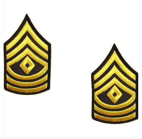 Vanguard ARMY CHEVRON: FIRST SERGEANT - GOLD EMBROIDERED ON GREEN, FEMALE