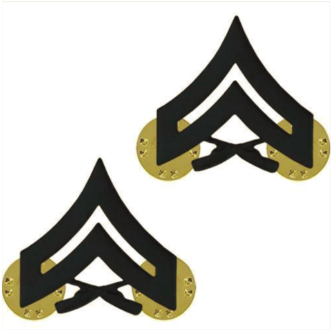 Vanguard MARINE CORPS CHEVRON: CORPORAL - BLACK METAL, SOLID BRASS