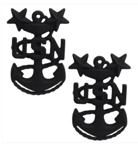 Vanguard Navy Collar Device E9 Seabee -Small- Black Metal - 1 Pin