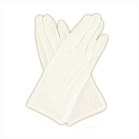 Vanguard GLOVES: PULL-ON GRIPPER GLOVES - WHITE COTTON - MEDIUM