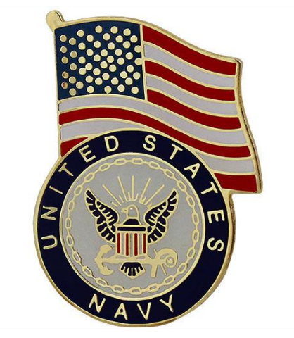 Vanguard NAVY LAPEL PIN: UNITED STATES FLAG WITH NAVY EMBLEM