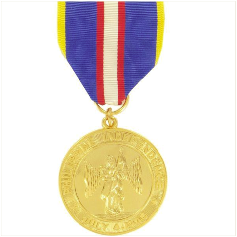 Vanguard FULL SIZE MEDAL: PHILIPPINE INDEPENDENCE - 24K GOLD PLATED