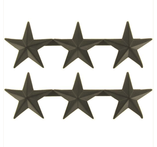 Vanguard OFFICER RANK INSIGNIA: LIEUTENANT GENERAL - BLACK METAL POINT TO POINT 1"