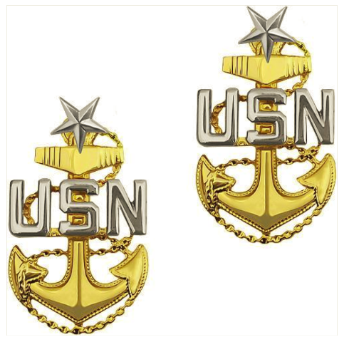Vanguard NAVY COLLAR DEVICE: E8 CHIEF PETTY OFFICER: SENIOR - PIN BACK