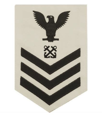 Vanguard NAVY E6 MALE RATING BADGE: BOATSWAIN'S MATE BLUE CHEVRONS ON WHITE CNT