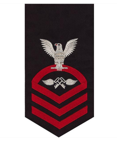 Vanguard NAVY E7 MALE RATING BADGE AVIATION STOREKEEPER - SEAWORTHY RED ON BLUE