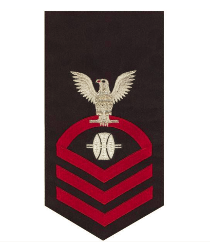 Vanguard NAVY E7 MALE RATING BADGE: OPTICALMAN - SEAWORTHY RED ON BLUE