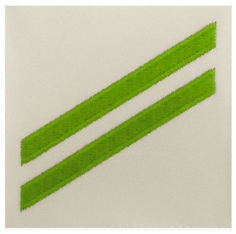Vanguard NAVY E2 RATING BADGE: AIRMAN APPRENTICE - GREEN CHEVRONS ON WHITE CNT