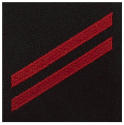 Vanguard NAVY E2 RATING BADGE: FIREMAN APPRENTICE - RED CHEVRONS ON BLUE SERGE