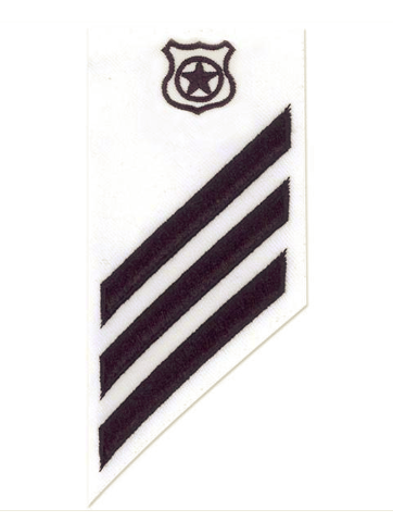 Vanguard NAVY E-3 COMBO RATE: MASTER AT ARMS ON WHITE DRESS UNIFORM