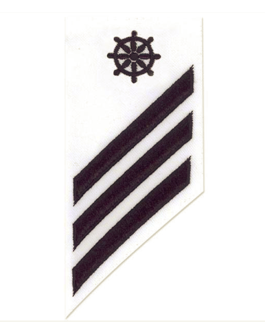 Vanguard NAVY E-3 COMBO RATE: QUARTERMASTER ON WHITE DRESS UNIFORM
