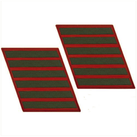 Vanguard MARINE CORPS SERVICE STRIPE: MALE - GREEN EMBROIDERED ON RED, SET OF 6