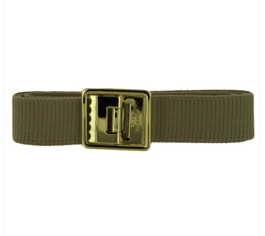 Vanguard MARINES BELT COTTON BOOT BAND OPEN FACE 24K GOLD PLATED BUCKLE KHAKI