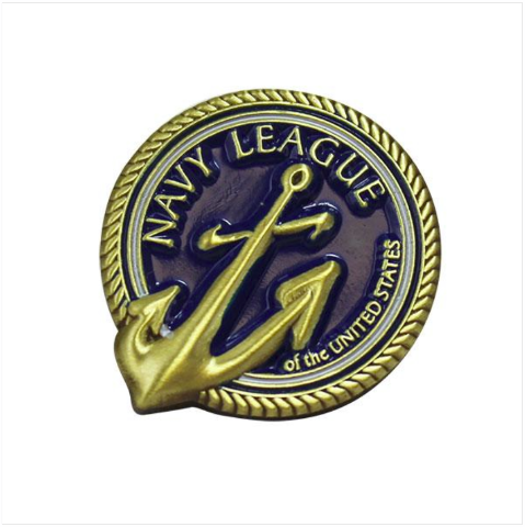 Vanguard NAVY LEAGUE LAPEL PIN ON BLUE BACKGROUND
